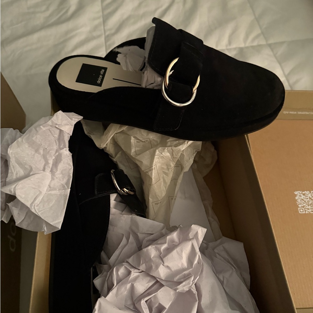 Dolce Vita Black Flats with Silver Accent